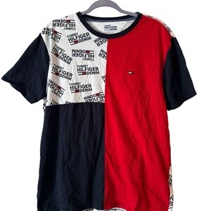 Tommy Hilfiger Red and Blue Short Sleeve Tee